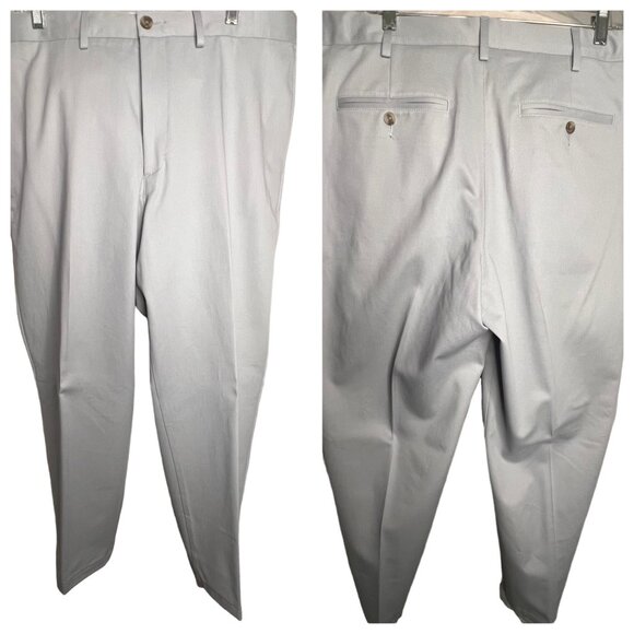 Lands End men’s dress pants size 38 traditional fit light gray flat front pocket - Picture 7 of 16